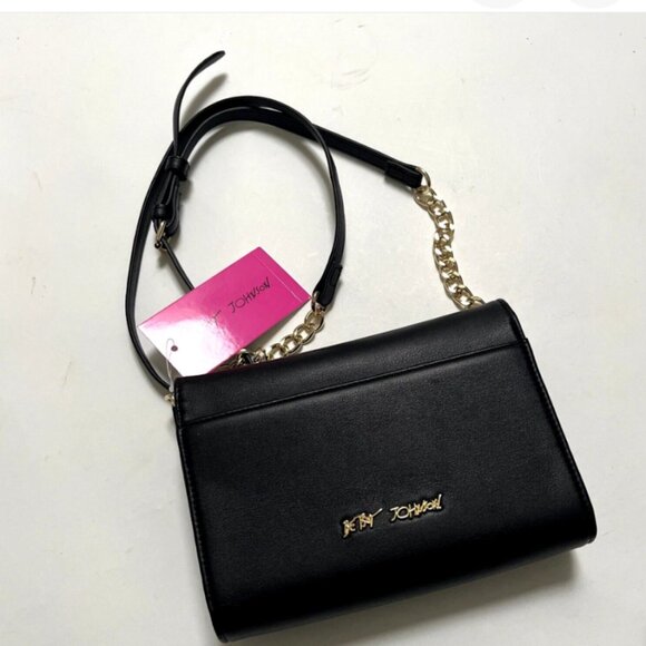 Stunning Betsey Johnson Jewel Accents Black Crossbody/Clutch NWT - Picture 3 of 6